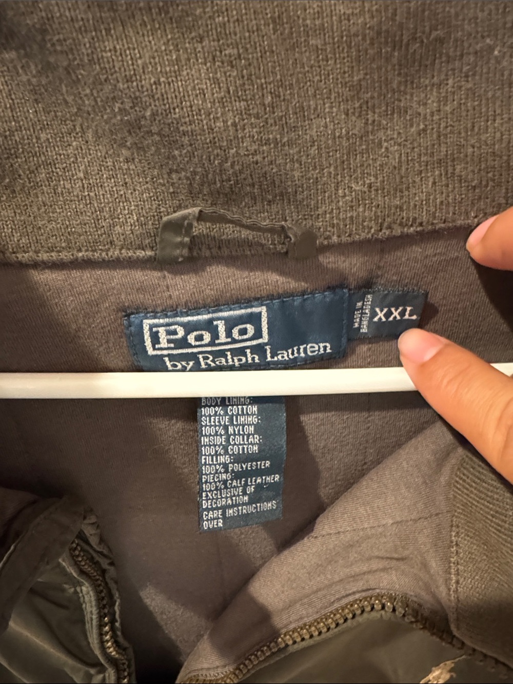 Polo Ralph Lauren Hooded Jacket XXL Olive Green Full Zip Windbreaker Coat Mens - Picture 3 of 8